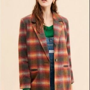 Free People Multicolor Plaid Blazer